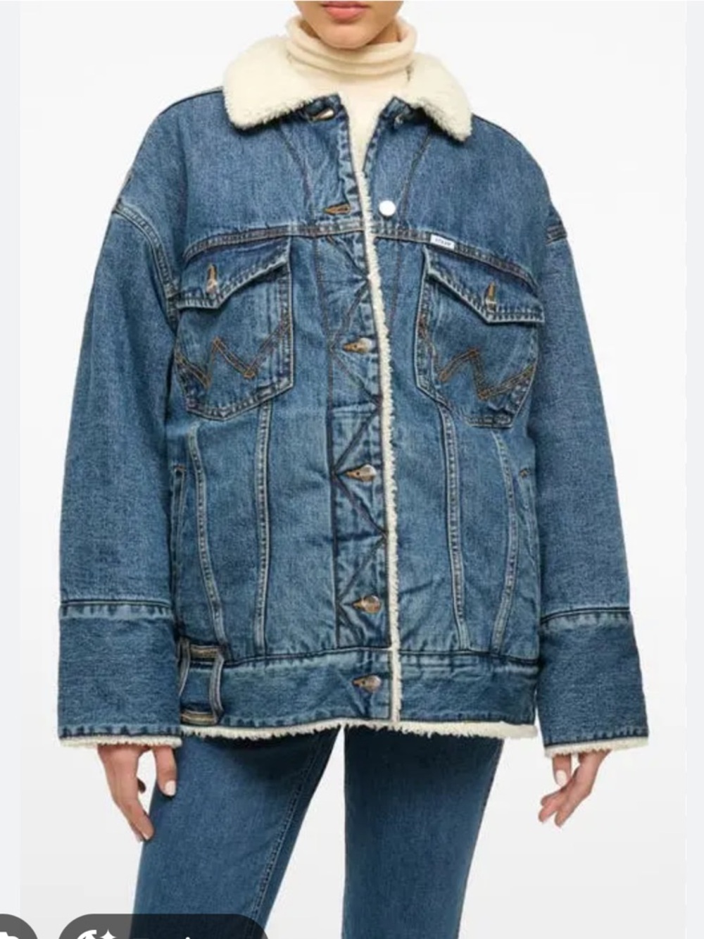 NWT STAUD + Wrangler Reversible Biggest Jean Jacket, Indigo Wash, S/M